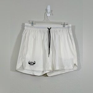 Stud Muffin Apparel Short White Athletic Work Out Gym Black Drawstring Women M